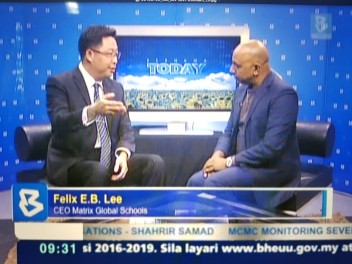 Interviewed live on Bernama TV for having created a unique school
